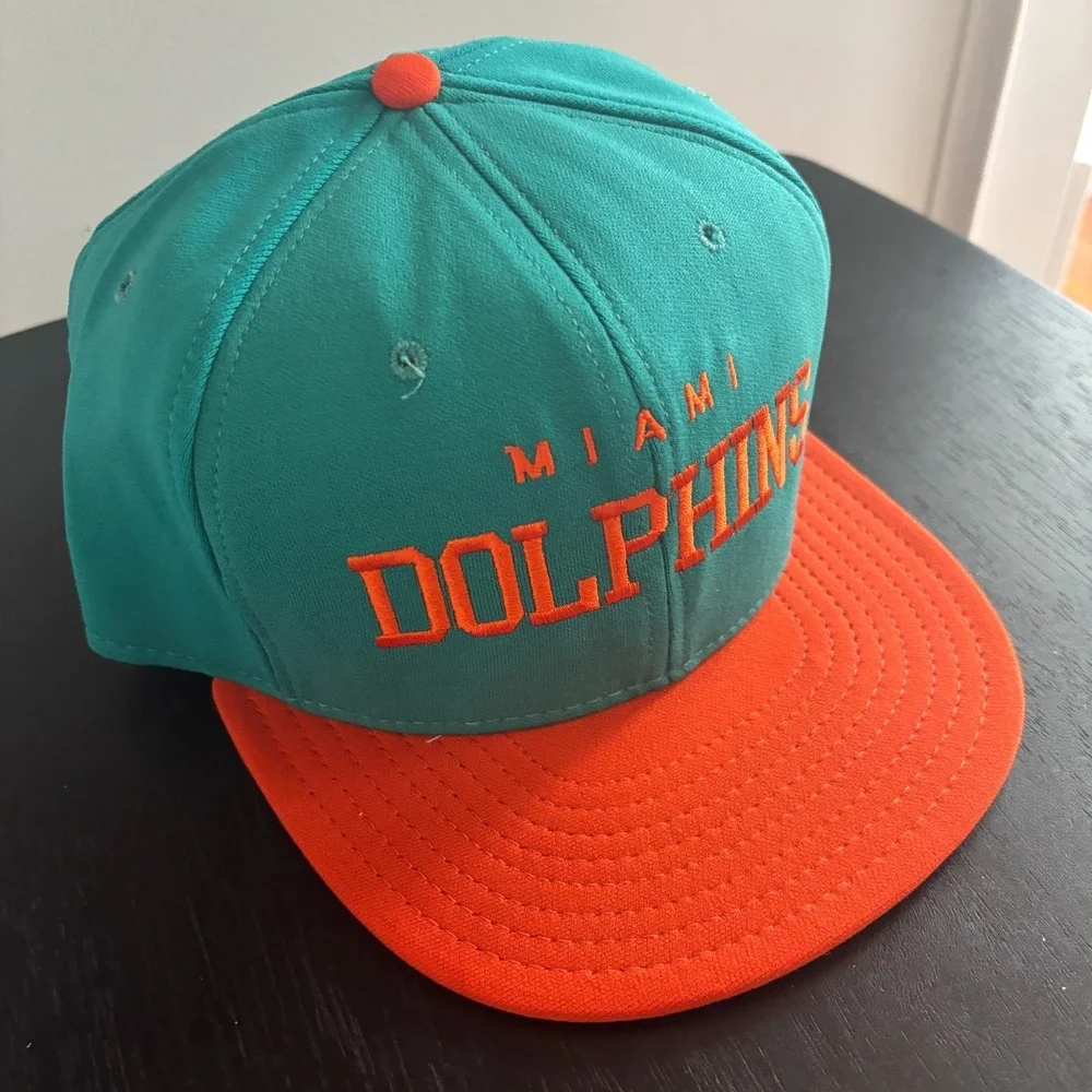 VTG Miami Dolphins NFL Football AJD Snapback Hat 90s New NWOT Teal Orange USA‎